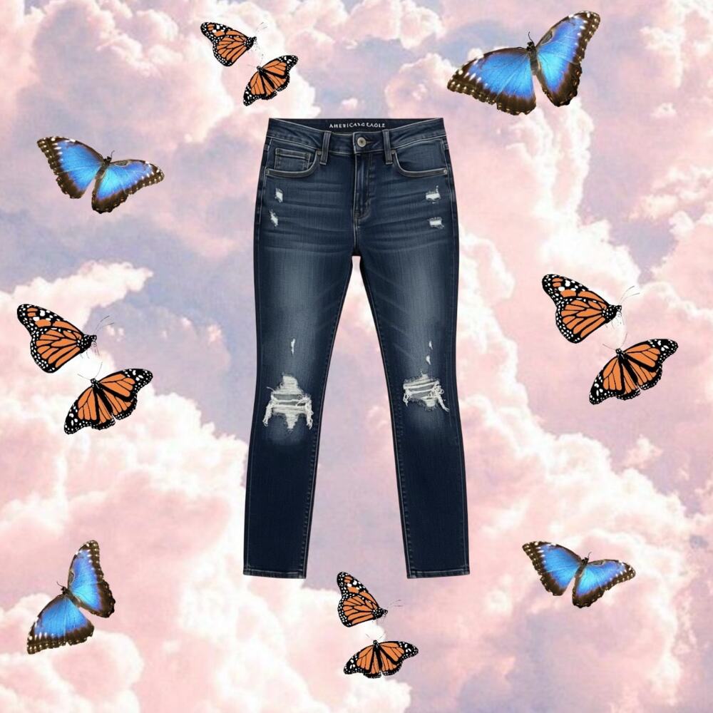 American eagle next level stretch hi-rise stretch distressed jegging